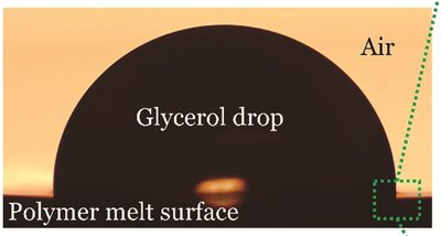 Glycerol drop on a polymer melt surface